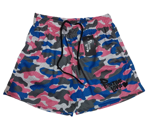 “Bubble Gum” Camouflage Positive Love Shorts