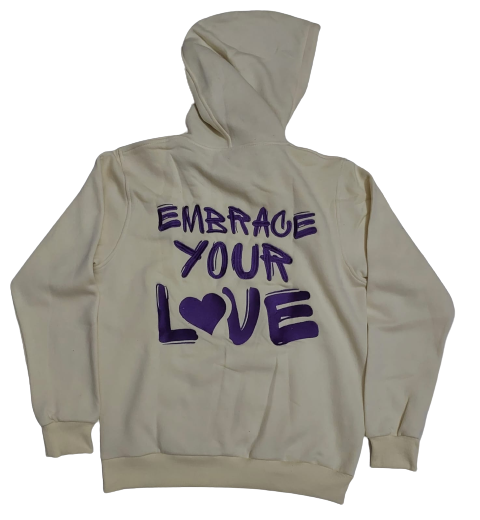 “Purple Fanta” Crème & Purple Positive Love Hoodie